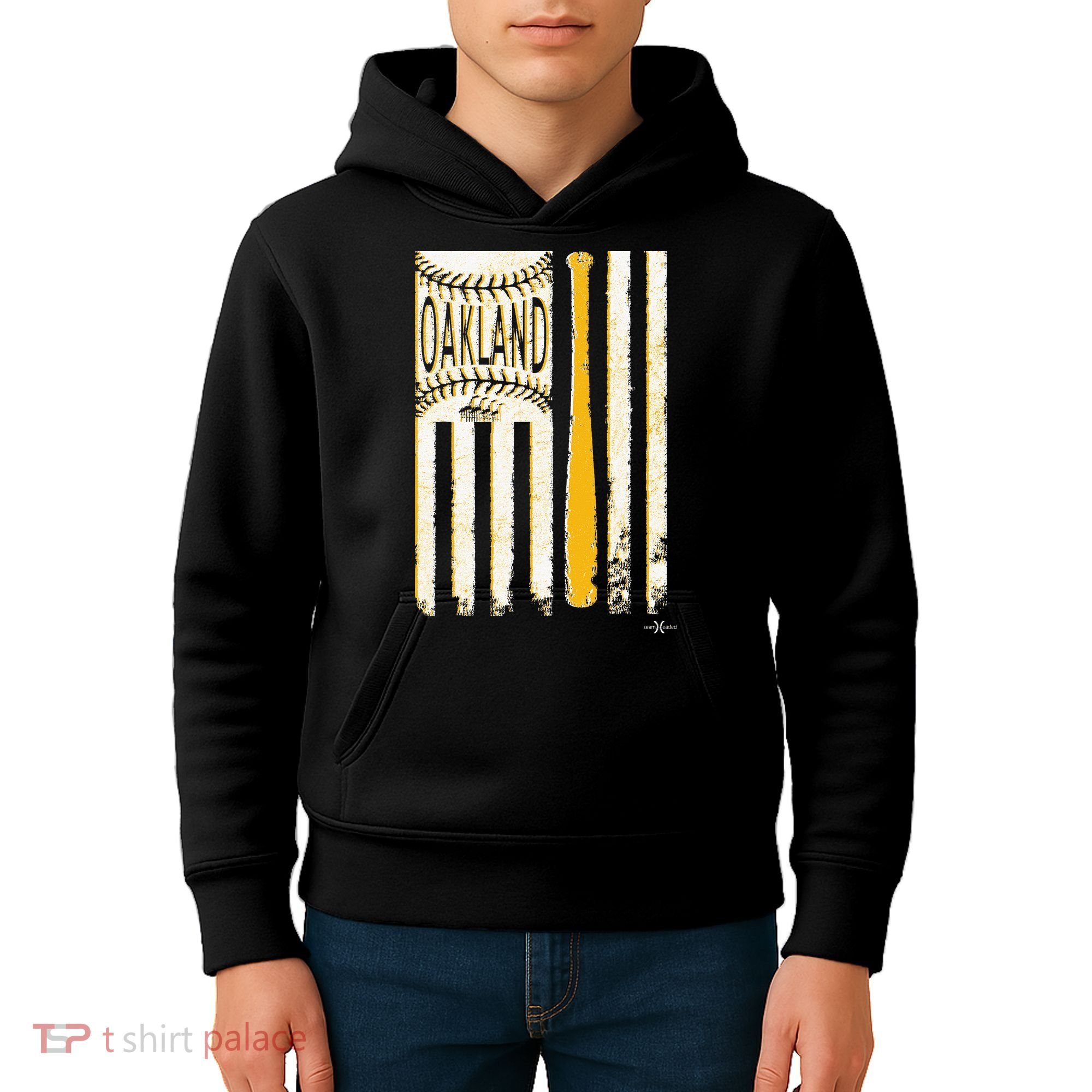 Classic Oakland Baseball Flag Patriotic Baseball Kids Hoodie