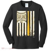 Classic Oakland Baseball Flag Patriotic Baseball Kids Long Sleeve Shirt thumb 0