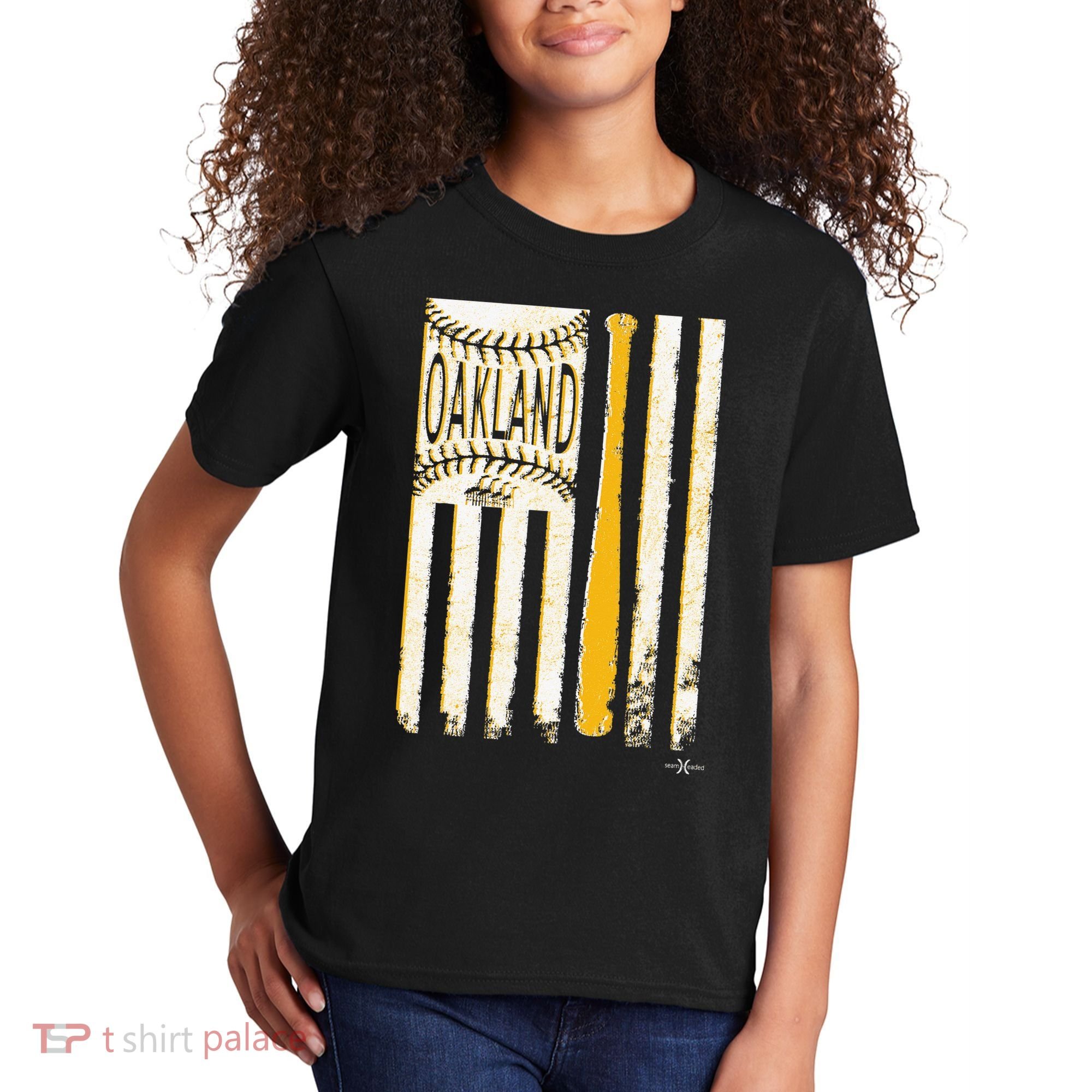 Classic Oakland Baseball Flag Patriotic Baseball Kids T-Shirt