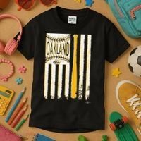 Classic Oakland Baseball Flag Patriotic Baseball Kids T-Shirt thumb 3