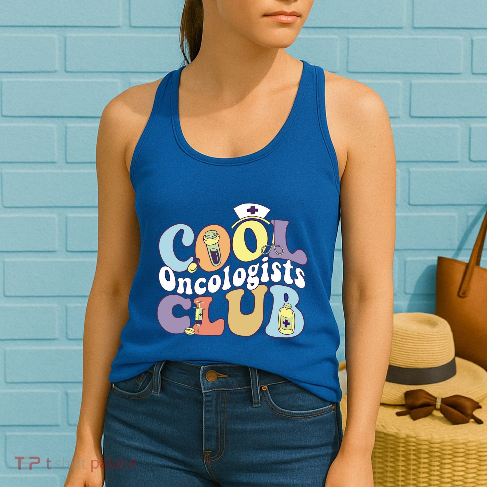 Cool Oncologists Club Oncology Practitioner Squad Groovy Gift Women's Tank Top