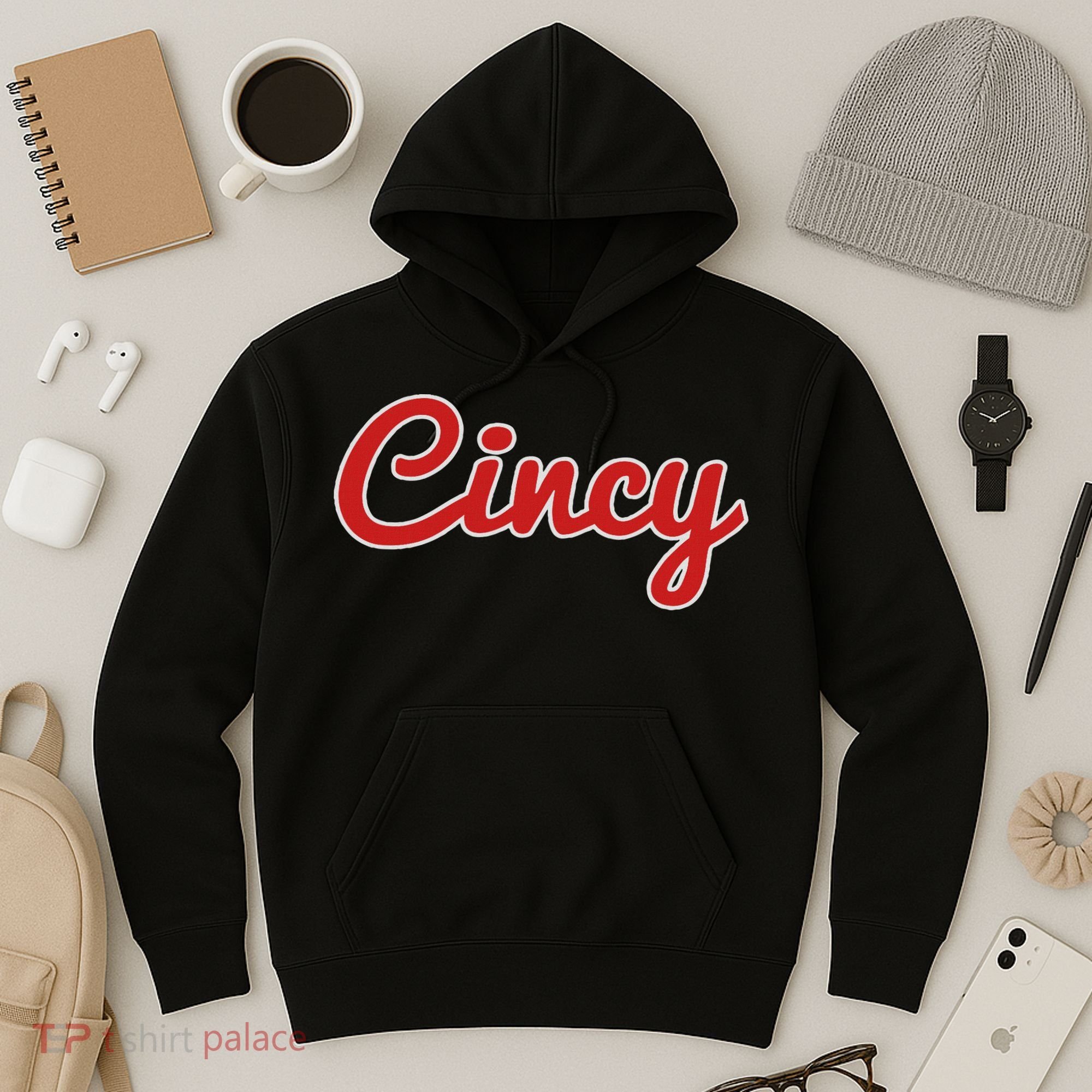 Cincinnati Ohio Classic Red Script Cincy City Hoodie