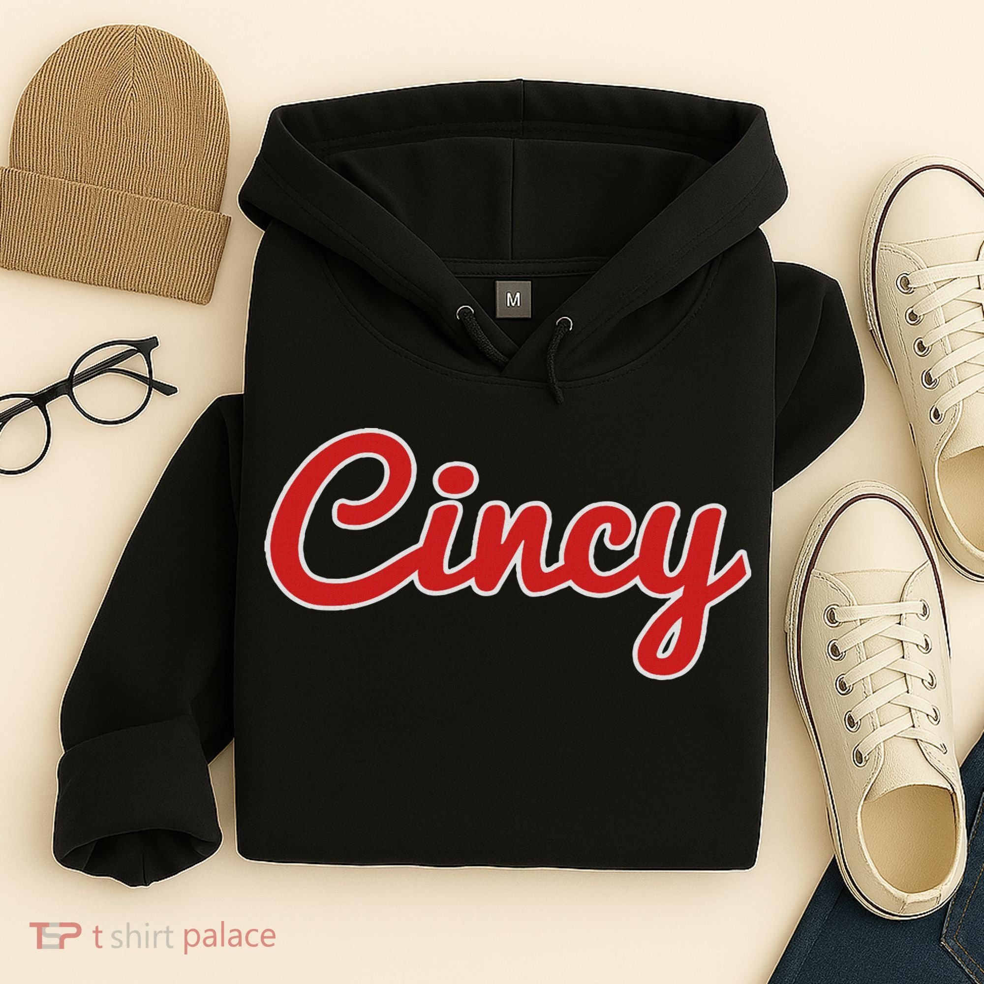 Cincinnati Ohio Classic Red Script Cincy City Hoodie