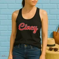 Cincinnati Ohio Classic Red Script Cincy City Women's Tank Top thumb 2