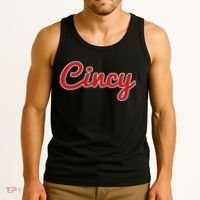Cincinnati Ohio Classic Red Script Cincy City Tank Top thumb 3