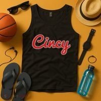 Cincinnati Ohio Classic Red Script Cincy City Tank Top thumb 4
