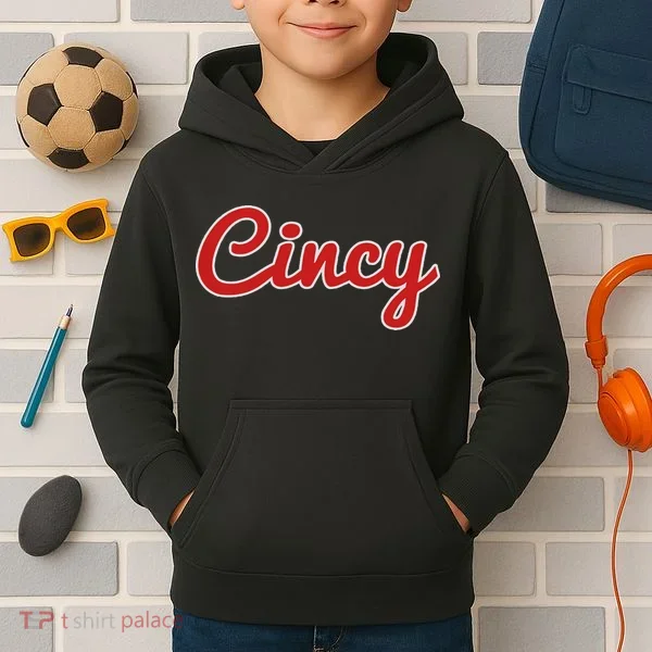 Cincinnati Ohio Classic Red Script Cincy City Kids Hoodie
