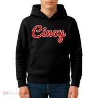 Cincinnati Ohio Classic Red Script Cincy City Kids Hoodie thumb 4