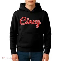 Cincinnati Ohio Classic Red Script Cincy City Kids Hoodie thumb 4