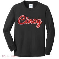 Cincinnati Ohio Classic Red Script Cincy City Kids Long Sleeve Shirt thumb 0