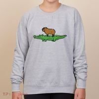 Capybara On Crocodile Capy Alligator Rodent Women's Sweatshirt thumb 0