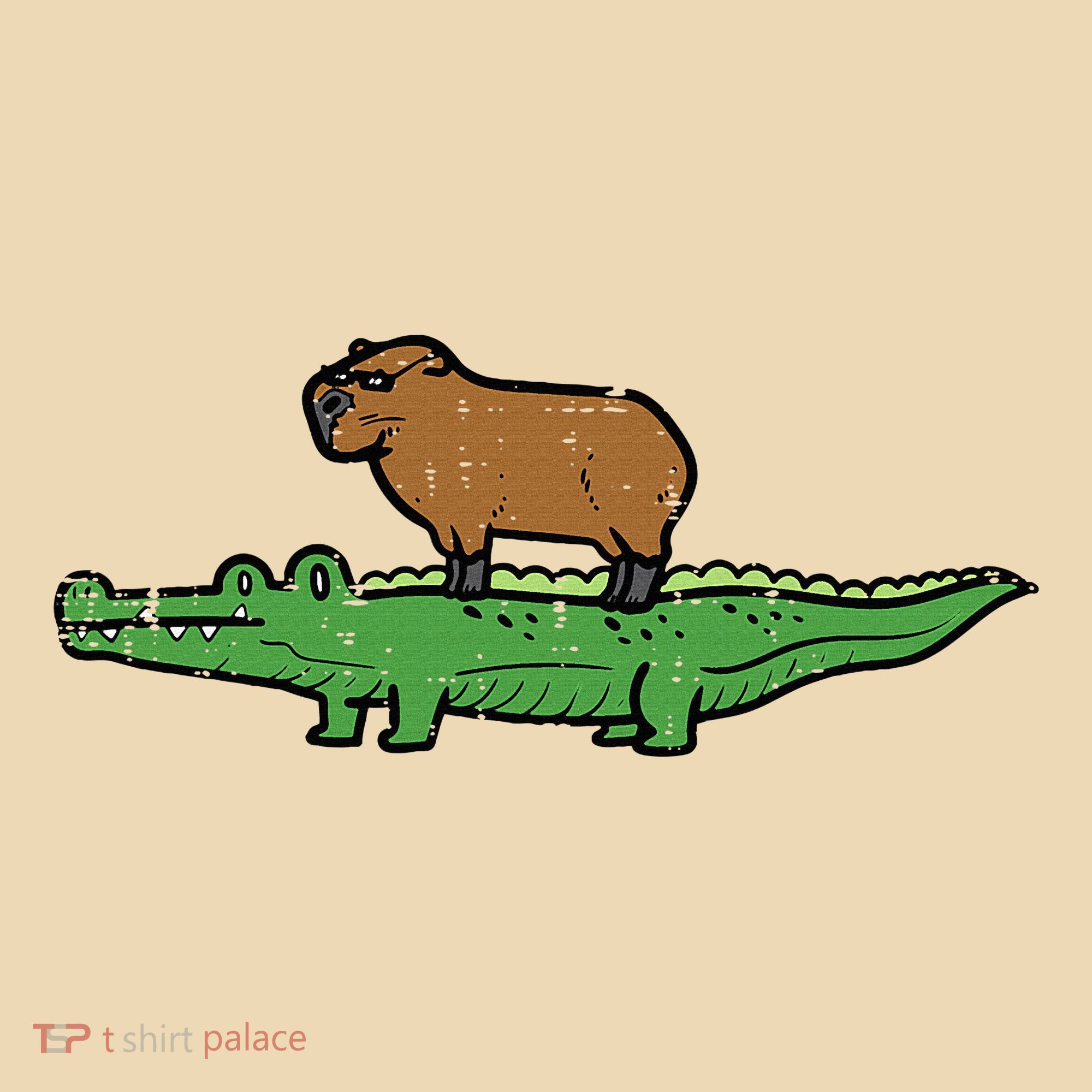 Capybara On Crocodile Capy Alligator Rodent Tote Bag