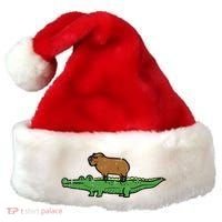 Capybara On Crocodile Capy Alligator Rodent Santa Hat thumb 0