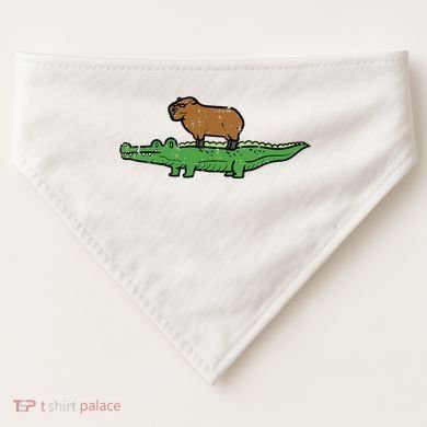 Capybara On Crocodile Capy Alligator Rodent USA-Made Doggie Bandana