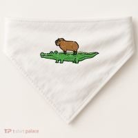 Capybara On Crocodile Capy Alligator Rodent USA-Made Doggie Bandana thumb 0