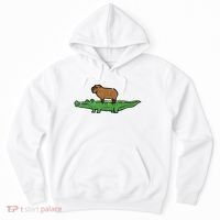 Capybara On Crocodile Capy Alligator Rodent Hoodie thumb 0