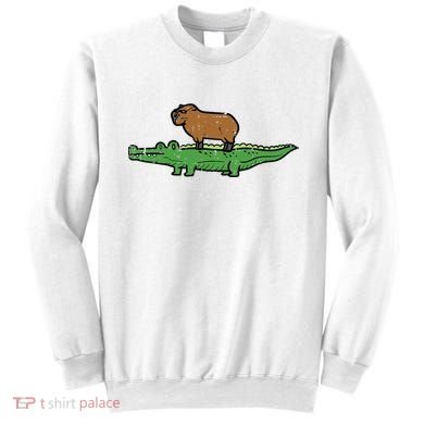 Capybara On Crocodile Capy Alligator Rodent Sweatshirt