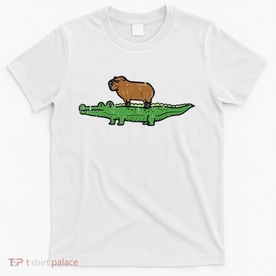 Capybara On Crocodile Capy Alligator Rodent T-Shirt