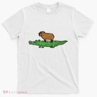Capybara On Crocodile Capy Alligator Rodent T-Shirt thumb 0