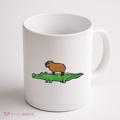 Capybara On Crocodile Capy Alligator Rodent Coffee Mug back