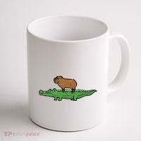 Capybara On Crocodile Capy Alligator Rodent Coffee Mug thumb 1