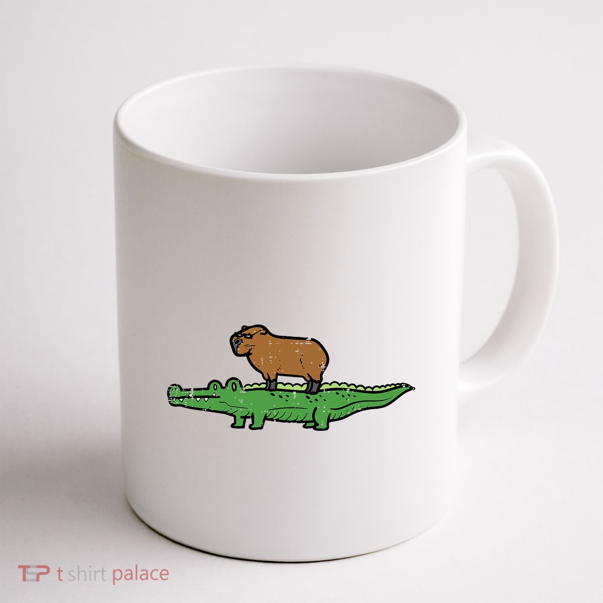 Capybara On Crocodile Capy Alligator Rodent Coffee Mug