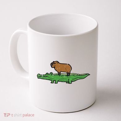 Capybara On Crocodile Capy Alligator Rodent Coffee Mug