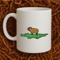 Capybara On Crocodile Capy Alligator Rodent Coffee Mug thumb 2