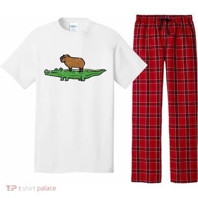 Capybara On Crocodile Capy Alligator Rodent Pajama Set