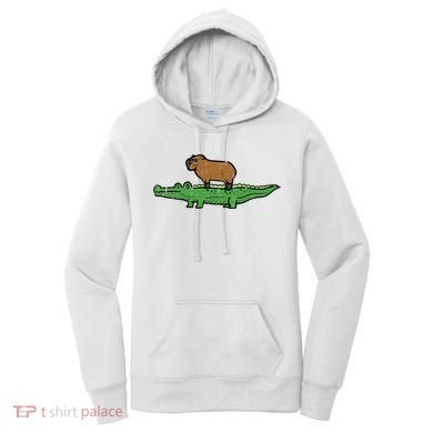 Capybara On Crocodile Capy Alligator Rodent Women's Hoodie