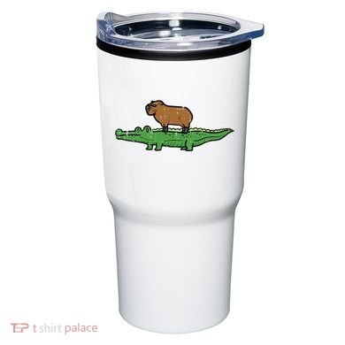 Capybara On Crocodile Capy Alligator Rodent Tumbler