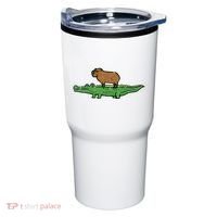 Capybara On Crocodile Capy Alligator Rodent Tumbler thumb 0