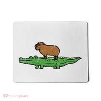 Capybara On Crocodile Capy Alligator Rodent Mousepad thumb 0