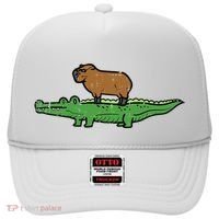 Capybara On Crocodile Capy Alligator Rodent Hat thumb 0