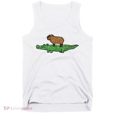 Capybara On Crocodile Capy Alligator Rodent Tank Top