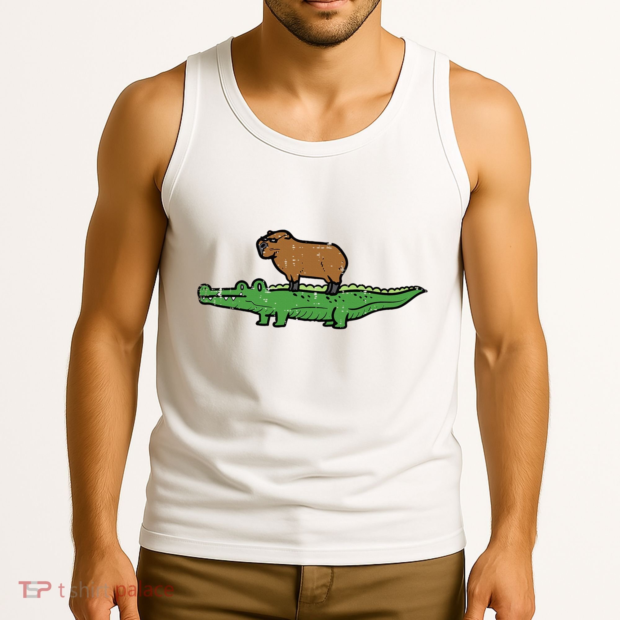 Capybara On Crocodile Capy Alligator Rodent Tank Top