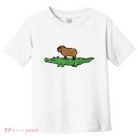 Capybara On Crocodile Capy Alligator Rodent Toddler T-Shirt thumb 0