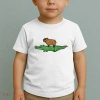 Capybara On Crocodile Capy Alligator Rodent Toddler T-Shirt thumb 2
