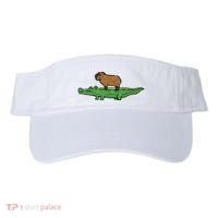 Capybara On Crocodile Capy Alligator Rodent Visor thumb 0