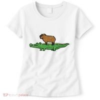 Capybara On Crocodile Capy Alligator Rodent Women's T-Shirt thumb 0