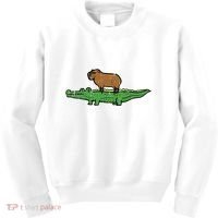 Capybara On Crocodile Capy Alligator Rodent Kids Sweatshirt thumb 0