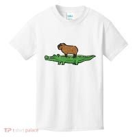 Capybara On Crocodile Capy Alligator Rodent Kids T-Shirt thumb 0