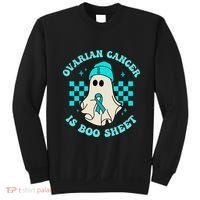 Cute Ovarian Cancer Is Boo Sheet Halloween Ghost Teal Ribbon Sweatshirt thumb 0