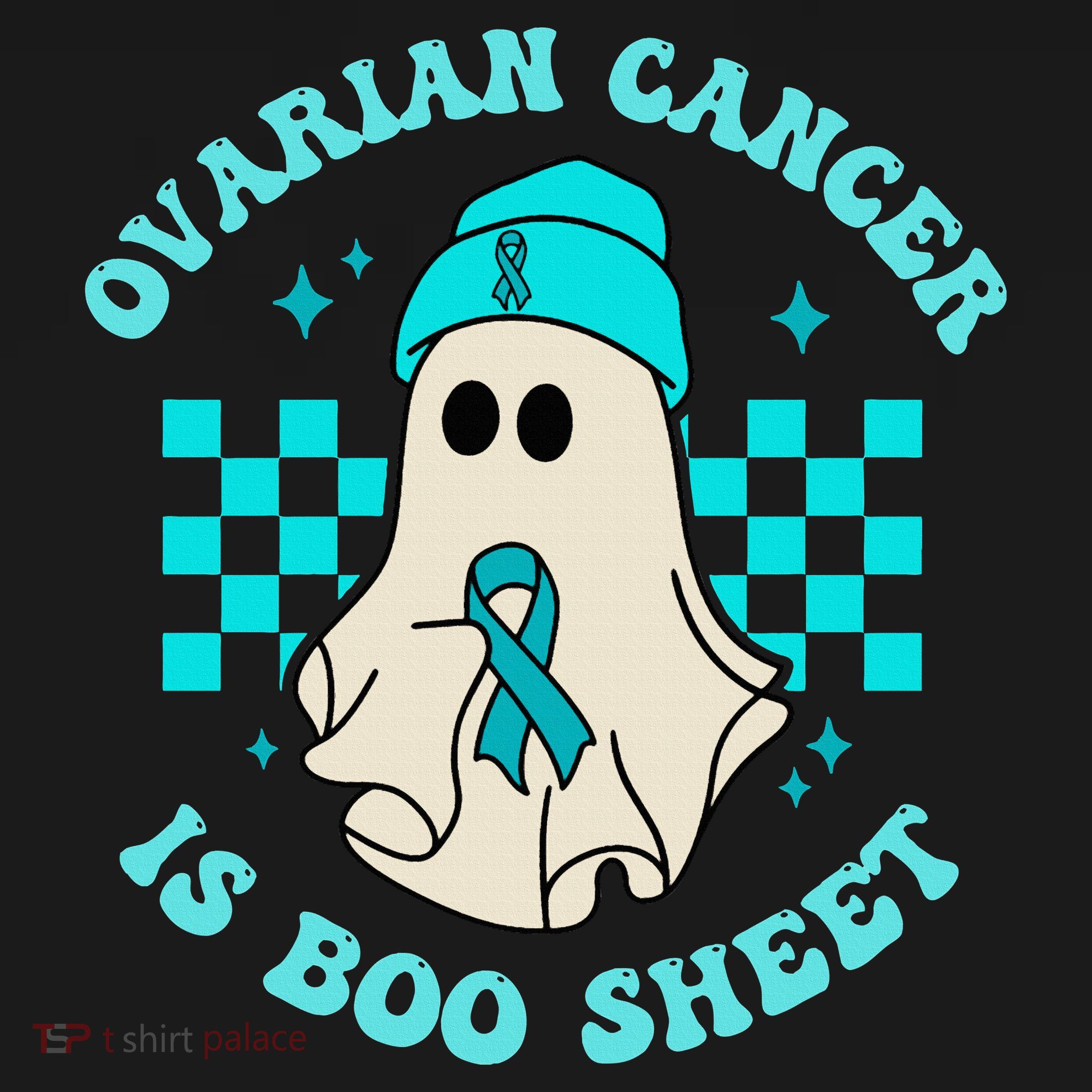 Cute Ovarian Cancer Is Boo Sheet Halloween Ghost Teal Ribbon Sweatshirt