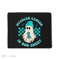 Cute Ovarian Cancer Is Boo Sheet Halloween Ghost Teal Ribbon Mousepad thumb 0