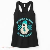 Cute Ovarian Cancer Is Boo Sheet Halloween Ghost Teal Ribbon Women's Tank Top thumb 0