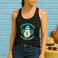 Cute Ovarian Cancer Is Boo Sheet Halloween Ghost Teal Ribbon Women's Tank Top thumb 2