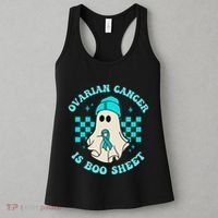 Cute Ovarian Cancer Is Boo Sheet Halloween Ghost Teal Ribbon Women's Tank Top thumb 3