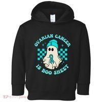 Cute Ovarian Cancer Is Boo Sheet Halloween Ghost Teal Ribbon Toddler Hoodie thumb 0