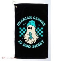 Cute Ovarian Cancer Is Boo Sheet Halloween Ghost Teal Ribbon Golf Towel thumb 0